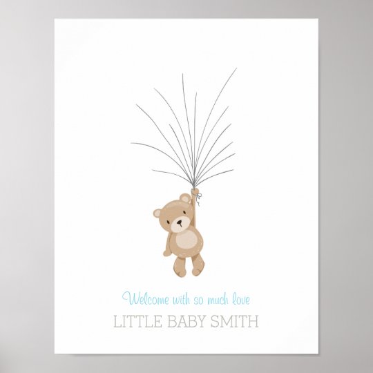 Baby Shower Guestbook Teddy Bear Blue Zazzle Com