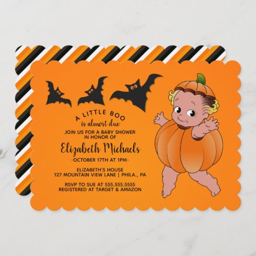 BABY SHOWER HALLOWEEN  A Little Boo Is Due Invitation