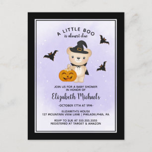 BABY SHOWER HALLOWEEN A Little Boo Is Due Postcard