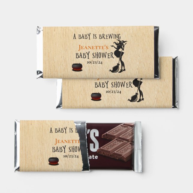 Baby Shower Halloween Baby Brewing Witch  Hershey Bar Favors (Front)