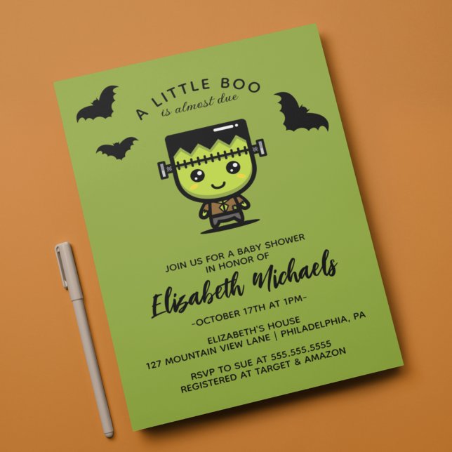 BABY SHOWER | Halloween Cute Frankenstein Note Card (Creator Uploaded)