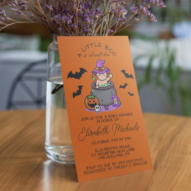 BABY SHOWER | Halloween Lil' Boo Witch's Brew Baby Note Card (Creator Uploaded)