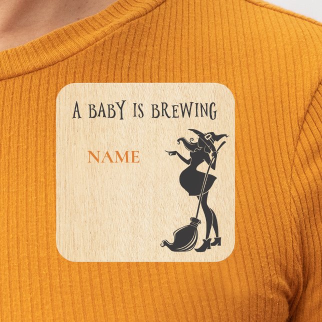 Baby Shower Halloween Name Tag Brewing Witch  (Creator Uploaded)