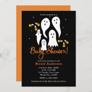 Baby Shower Halloween Party Ghosts & Candy Corn Invitation