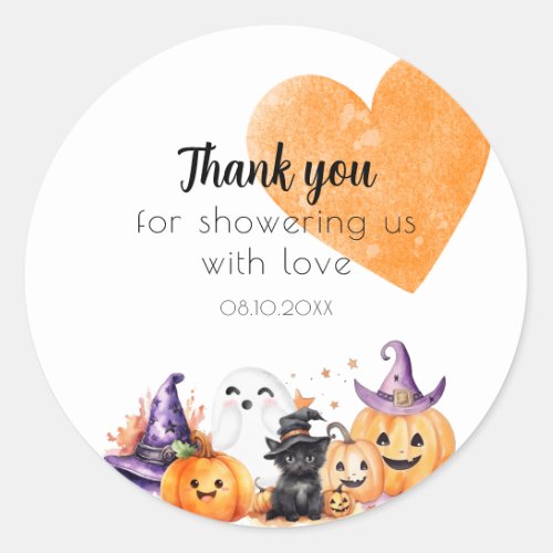 Baby Shower Halloween Thank you Classic Round Sticker