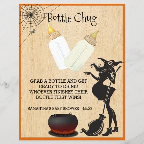 Baby Shower Halloween Witch Bottle Drink Off Game 