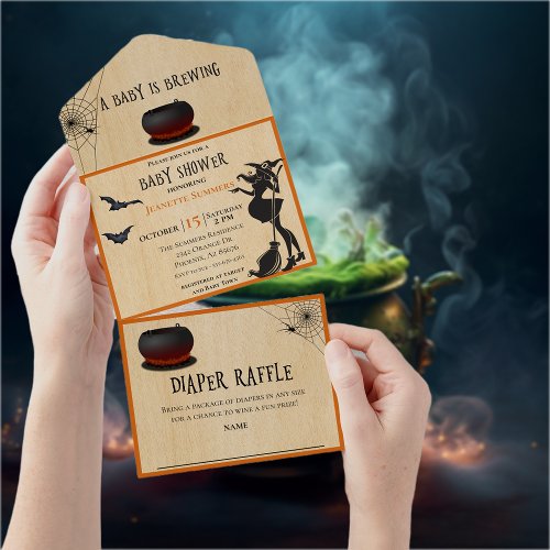 Baby Shower Halloween Witch Brewing  All In One Invitation