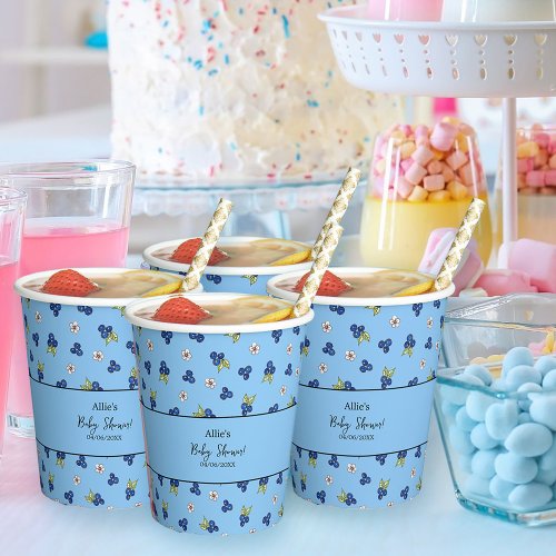 Baby Shower Hand Drawn Blueberry Berry Sweet Paper Cups