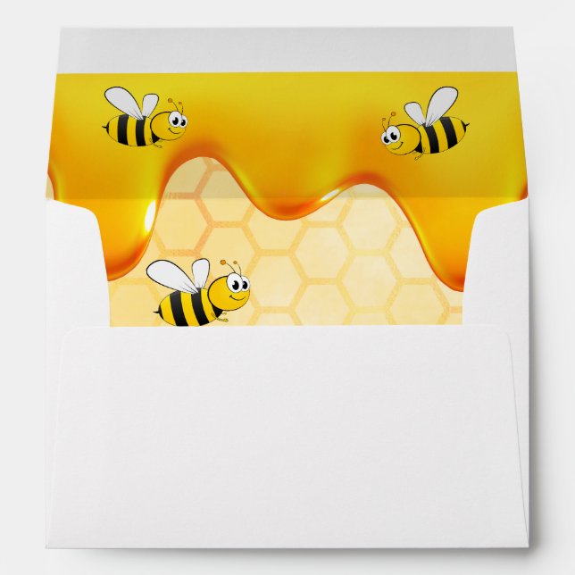 Baby Shower happy bumble bees honey dripping Envelope (Back (Bottom))