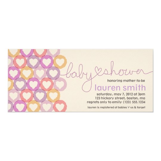 Baby Shower Heart Invitation Girl
