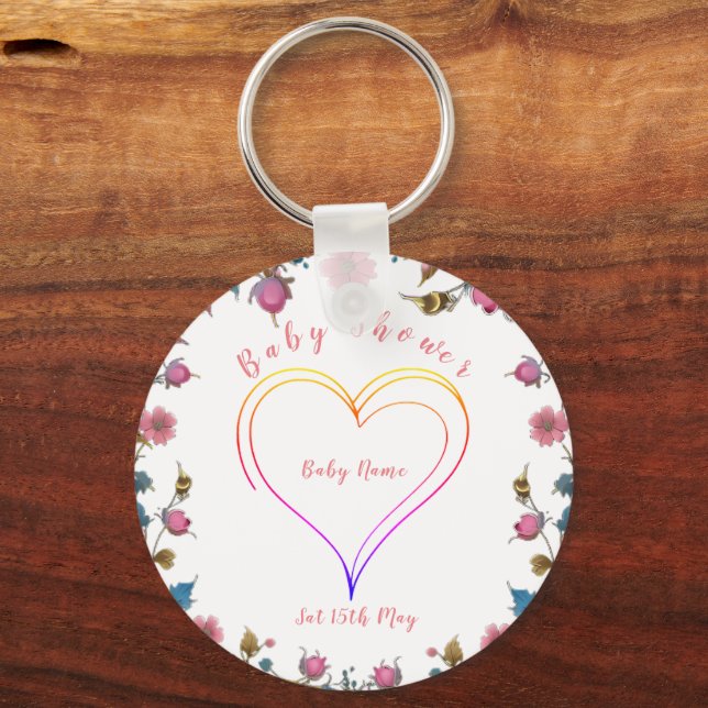 Baby Shower Heart  Keychain (Front)