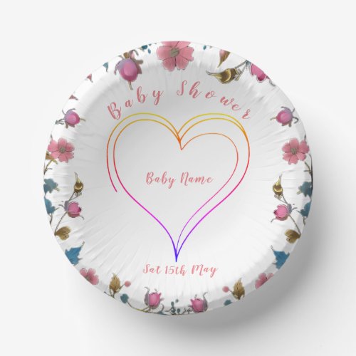 Baby Shower Heart Paper Bowls