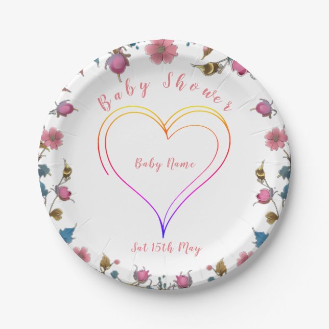 Baby Shower Heart Paper Plates (Front)