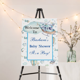 Baby Shower Helicopter And Hot Air Balloons Foam Board