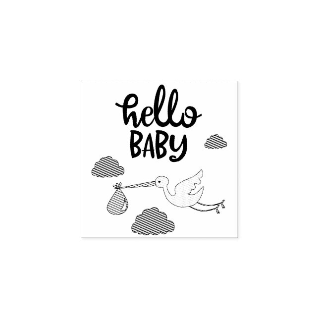 Baby Shower Hello Newly Family Rubber Stamp (Imprint)