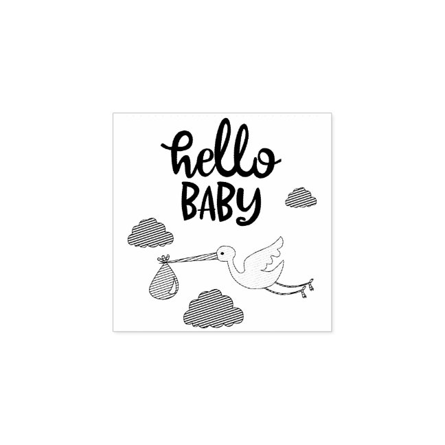 Baby Shower Hello Newly Family Rubber Stamp