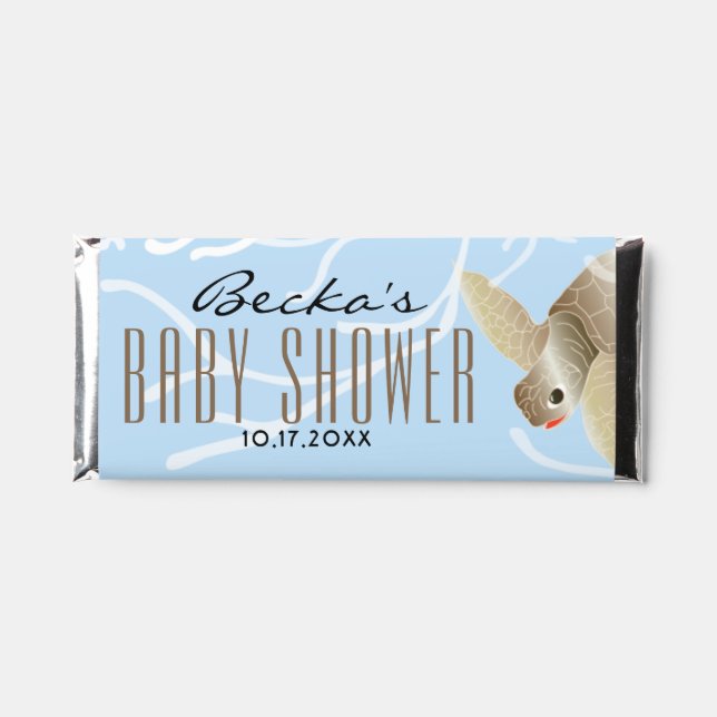 Baby Shower Hershey Chocolate Bar Blue Sea Turtle (Front)
