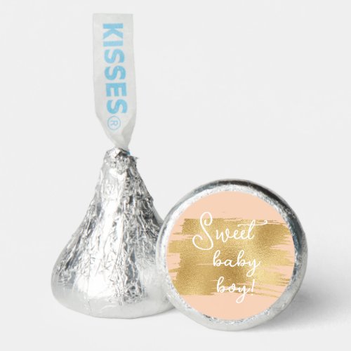 Baby Shower Hersheys Kisses Labels Pink Gold