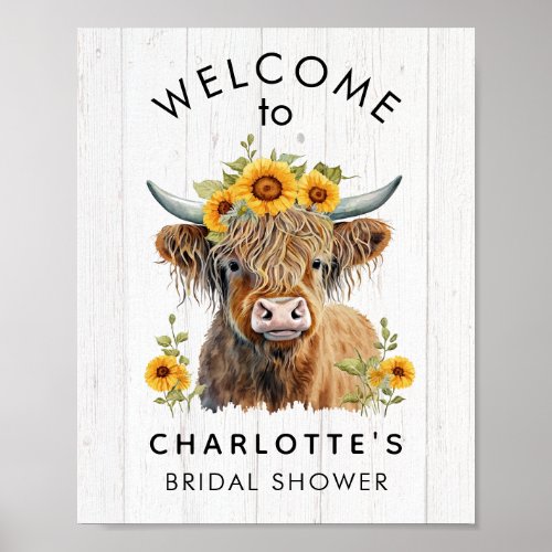 Baby Shower Highland Cow Welcome Sign 