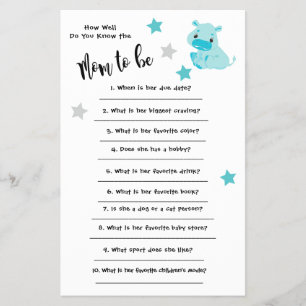 Baby Shower Hippo How well you know the card Flyer