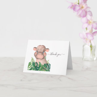Baby Shower Hippo Jungle Watercolor Card