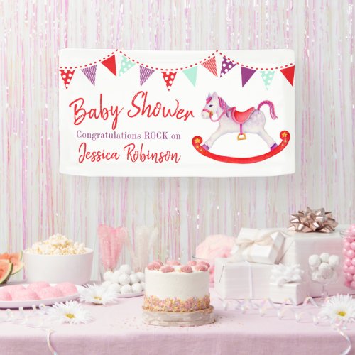 Baby shower hobby horse watecolor custom banner