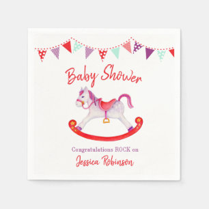 Baby shower hobby horse watercolor custom napkins