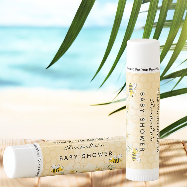 Baby shower honeycomb bumble bees thank you lip balm (Creator Uploaded)