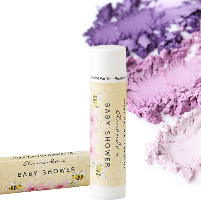 Baby shower honeycomb bumble bees thank you lip balm (Creator Uploaded)