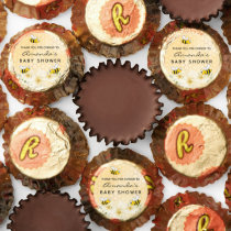Baby shower honeycomb bumble bees thank you reese's peanut butter cups
