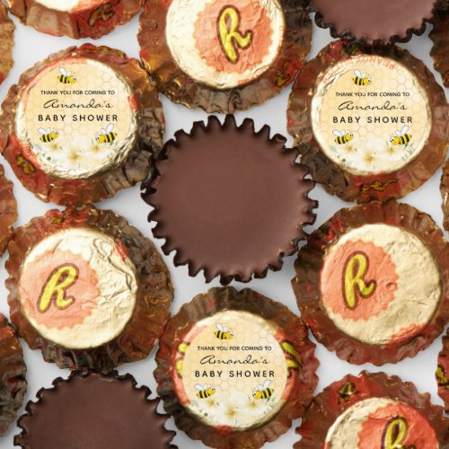 Baby shower honeycomb bumble bees thank you reeses peanut butter cups
