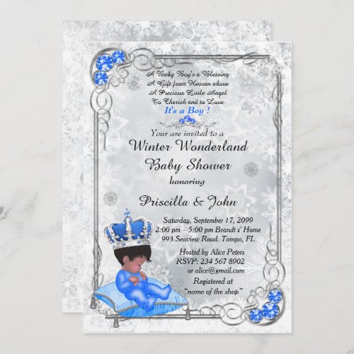 Baby Shower honoring BOYPrince BoySilver  Blue Invitation