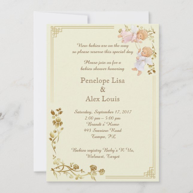 Baby Shower honoring twins Invitation (Front)