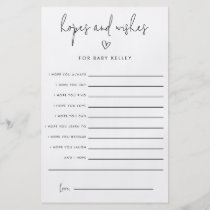 Baby Shower Hopes and Wishes Advice Paper Cards
