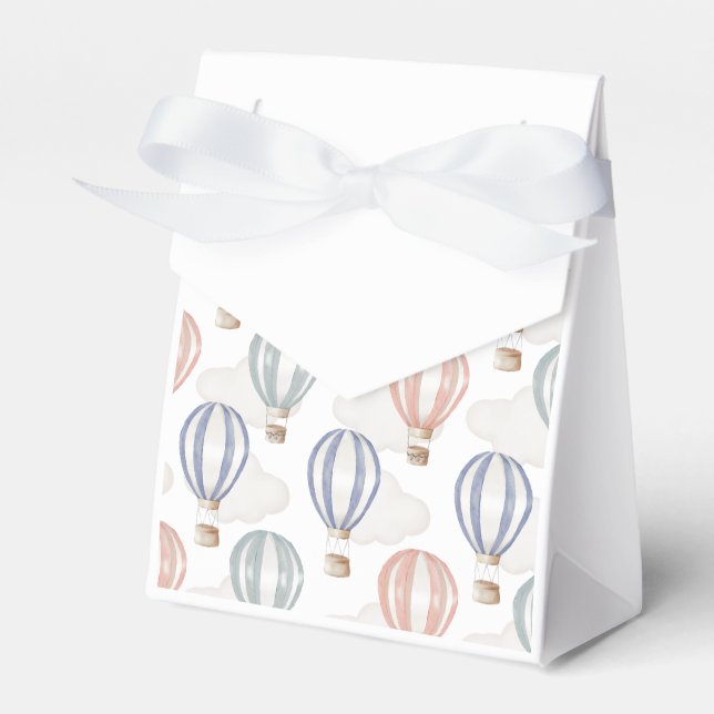 Baby Shower Hot Air Balloons Gender Neutral Favor Boxes (Front Side)