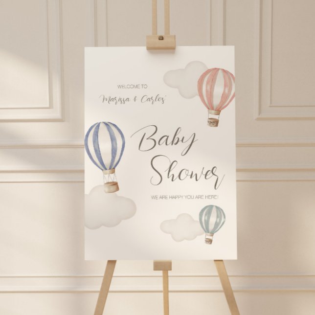 Baby Shower Hot Air Balloons Gender Neutral Foam Board (Hot Air Balloons Welcome Sign)