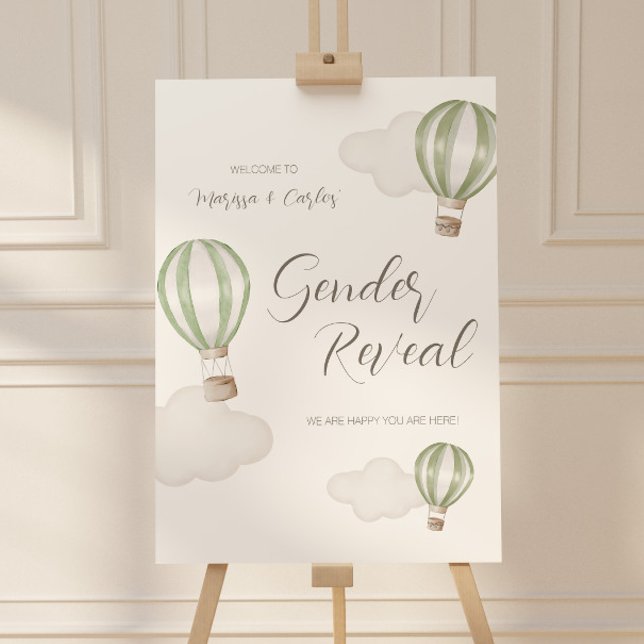 Baby Shower Hot Air Balloons Gender Neutral Foam Board (Forest Green Hot Air Balloon Welcome Sign)
