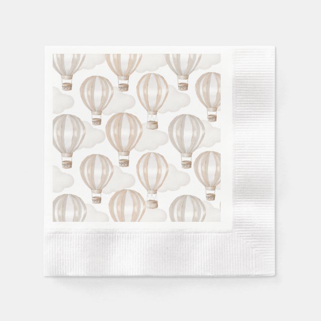 Baby Shower Hot Air Balloons Gender Neutral Napkins (Front)