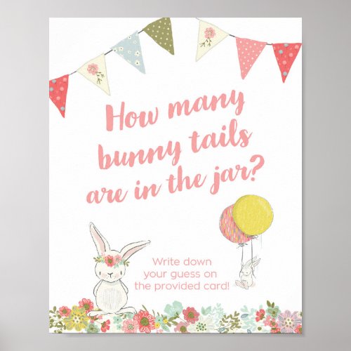 Baby Shower How Many Bunny Tails are in the Jar Po Poster