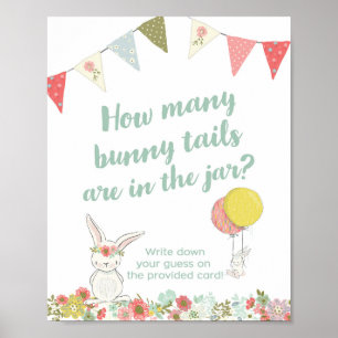 Baby Shower How Many Bunny Tails are in the Jar Poster
