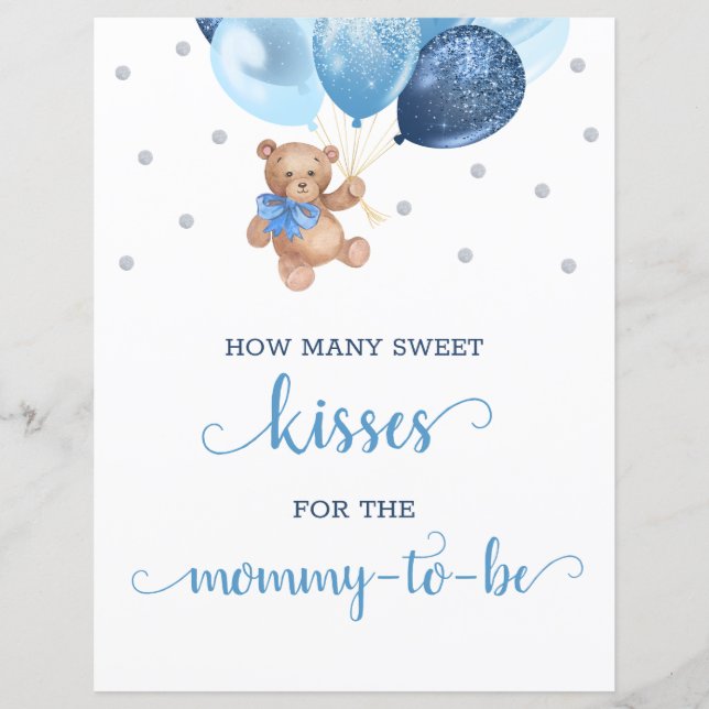 Baby Shower How Many Kisses Game Sign (Front)