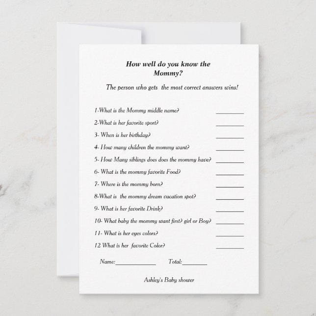 Baby shower How well do you know the mommy to be  Invitation (Front)