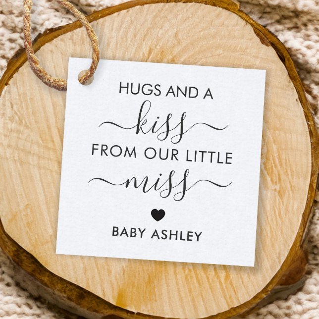 Baby Shower Hugs and a Kiss Tag, Baby Girl, Kraft Favor Tags (Creator Uploaded)