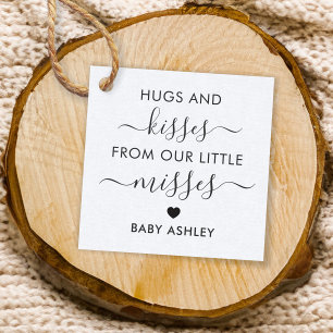 Baby Shower Hugs and Kisses Tag, Baby Girl, Kraft Favor Tags