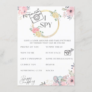 Baby Shower I Spy Game Elephant Design Enclosure Card