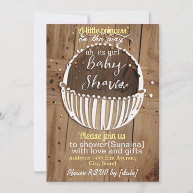 baby shower i wood textured invitation Card (Front)