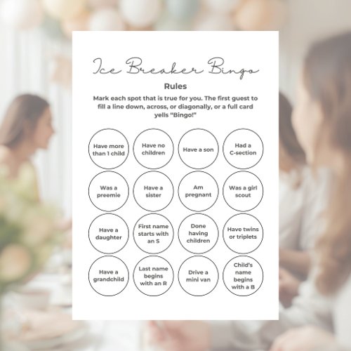 Baby Shower Ice Breaker Bingo Game Letterhead
