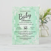 Baby Shower in an Elegant Mint Green and White Invitation (Standing Front)