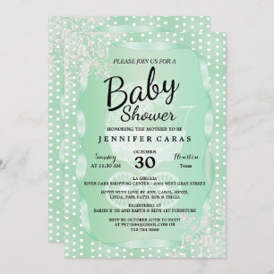 Baby Shower in an Elegant Mint Green and White Invitation