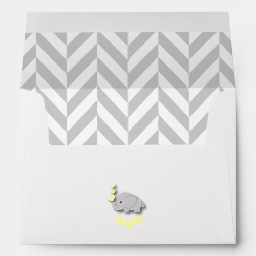Baby Shower in Gray Chevron and Yellow Elephant Envelope